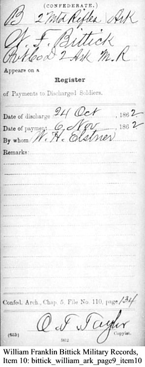 William F. Bittick Military Records Item 10
