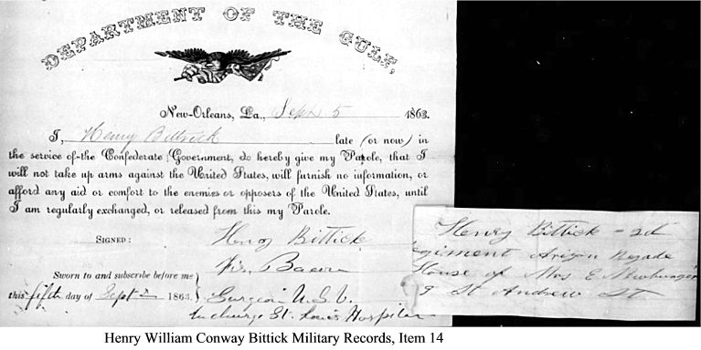 Henry W. C. Bittick Military Records Item 14